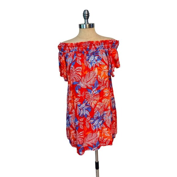 Red Carter Red Floral Swim Cover Up Dress Tunic Size 4 - Picture 2 of 7